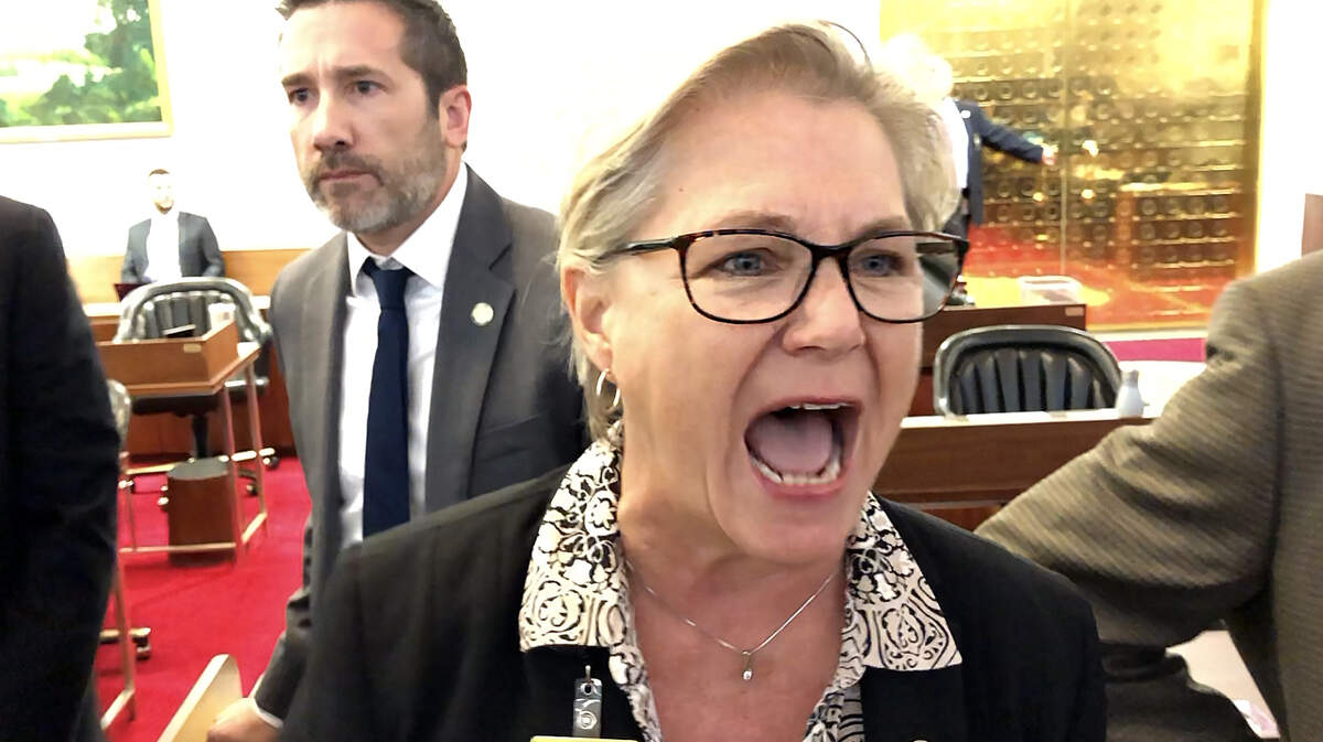 Rep. Deb Butler (D) leads a chorus of Democratic voices protesting an unexpected vote in the NC House to override Gov. Roy Cooper’s veto of the budget.