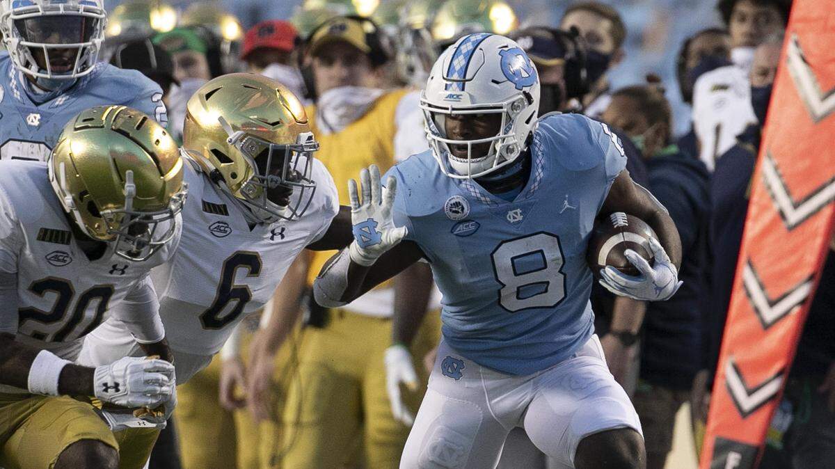 Running back Michael Carter is among the UNC players who will be recognized Saturday on senior day.