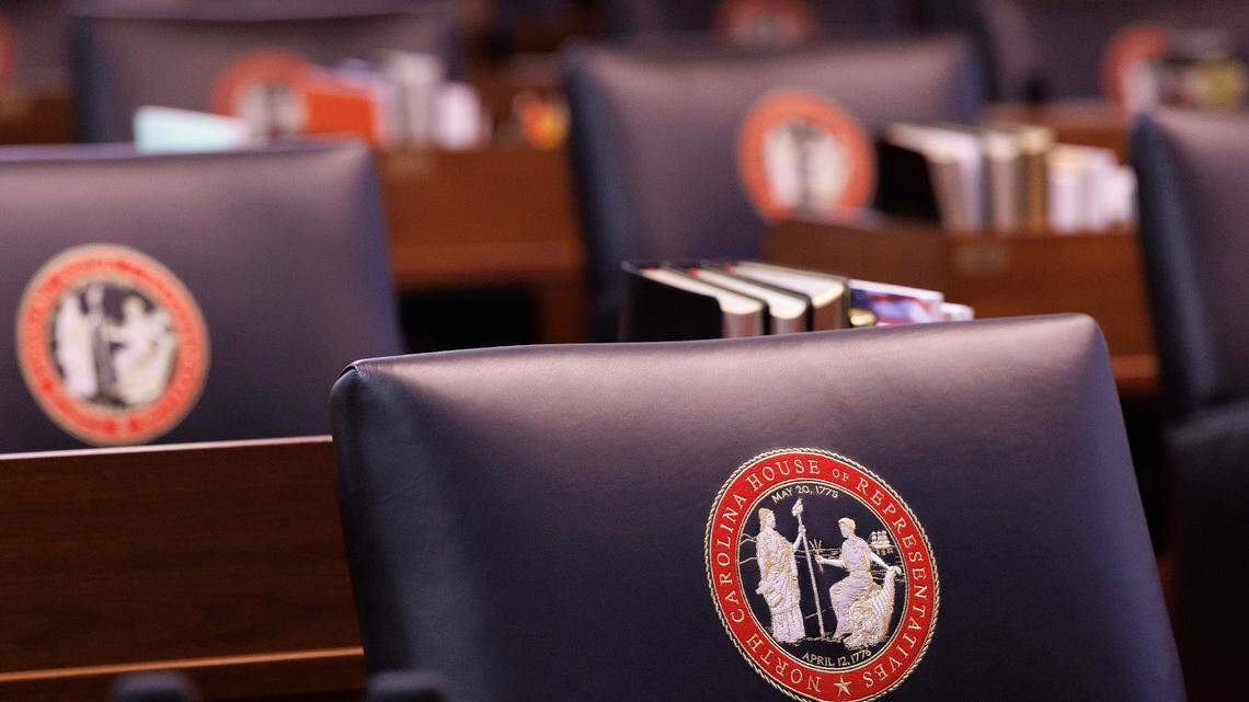 Chairs are seen prior to a session in the House chamber of the Legislative Building on Wednesday, May 21, 2025, in Raleigh, N.C.