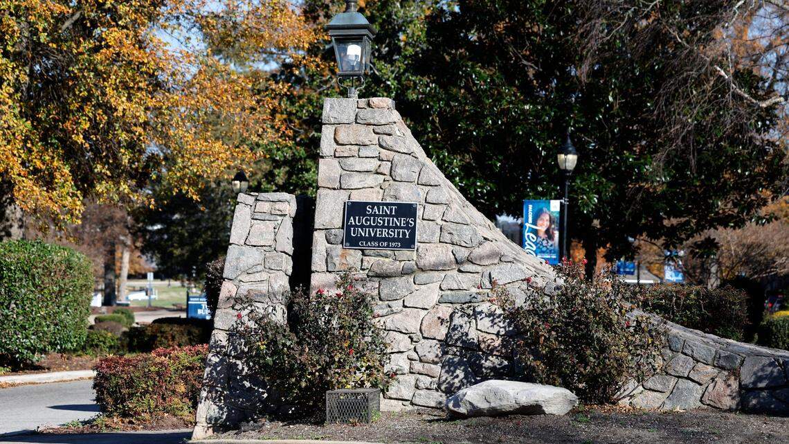 An entrance to St. Augustine’s University on Oakwood Ave. in Raleigh, N.C., photographed Tuesday, Dec. 5, 2023.