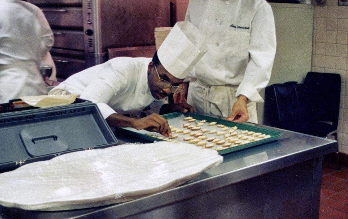 Ricky Moore works with precision during his training as a chef.