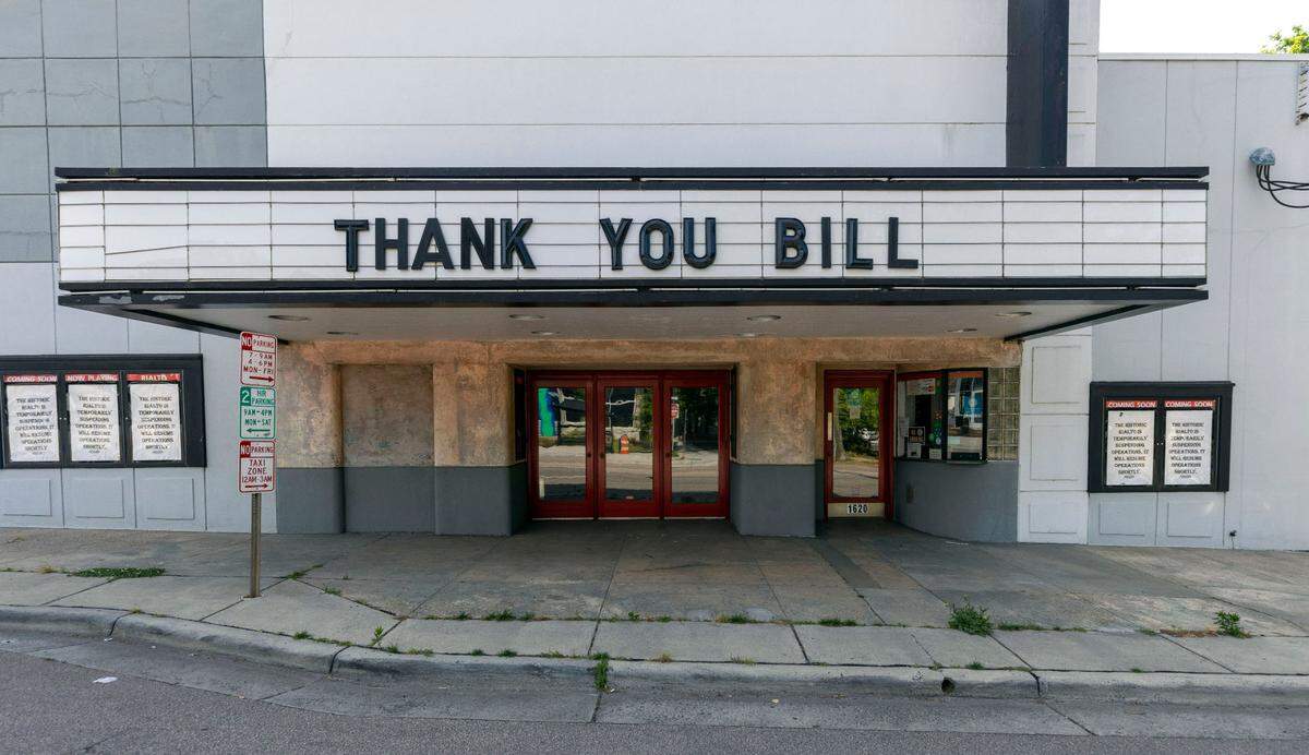 The historic Rialto Theatre on Glenwood Avenue in the Five Points neighborhood posted a tribute to former owner Bill Peebles after it closed and announced a planned reopening in May of 2023.