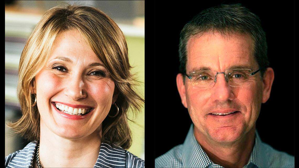 Jessica Anderson, left, and Adam Searing