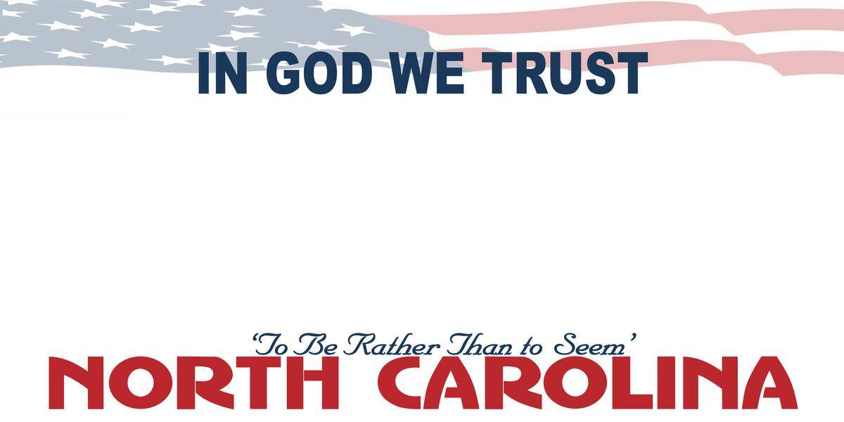 North Carolina now offers a third standard license plate that bears the national and state mottos instead of “First in Flight” or “First in Freedom.”