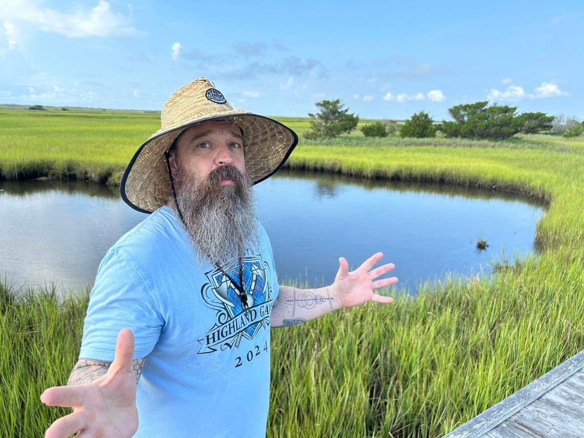 Rob Hill leads tours along the trail to the The Fort Fisher Hermit’s bunker, hoping to raise funds for a second documentary about his life and mysterious death.