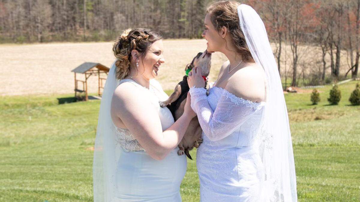 Teegan Bullock, left, and Clarissa Templeton were wed in Hendersonville on April 3. The videographer they hired walked out as the ceremony began when he realized the couple were both women.