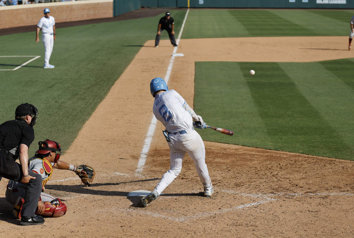 North Carolina's Owen Hull connects on a walk-off double to give UNC a 4-3 victory over USC at Boshamer Stadium, winning the Chapel Hill Super Regional Sunday, June 7, 2026.