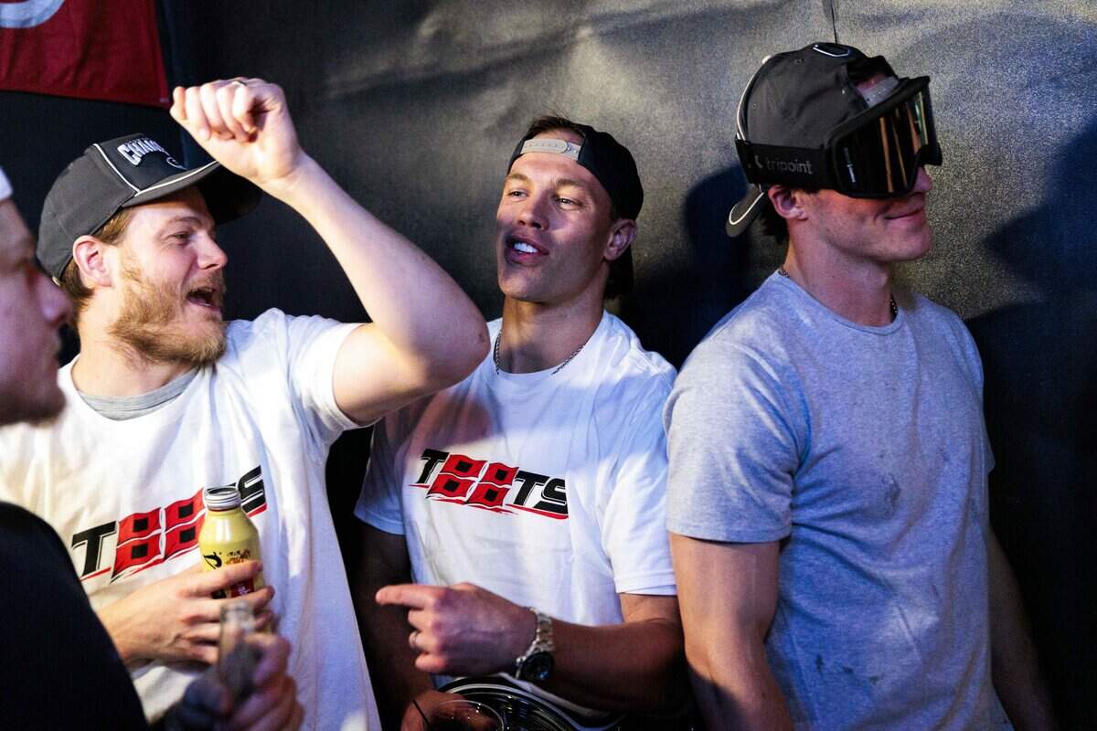 The Stanley Cup makes an appearance at Teets bar in Raleigh's Glenwood South district on Monday, June 15, 2026, as Carolina Hurricanes fans celebrated with the team’s players and staff following the Hurricanes’ Stanley Cup final 4-2 victory over the Vegas Golden Knights the evening prior.