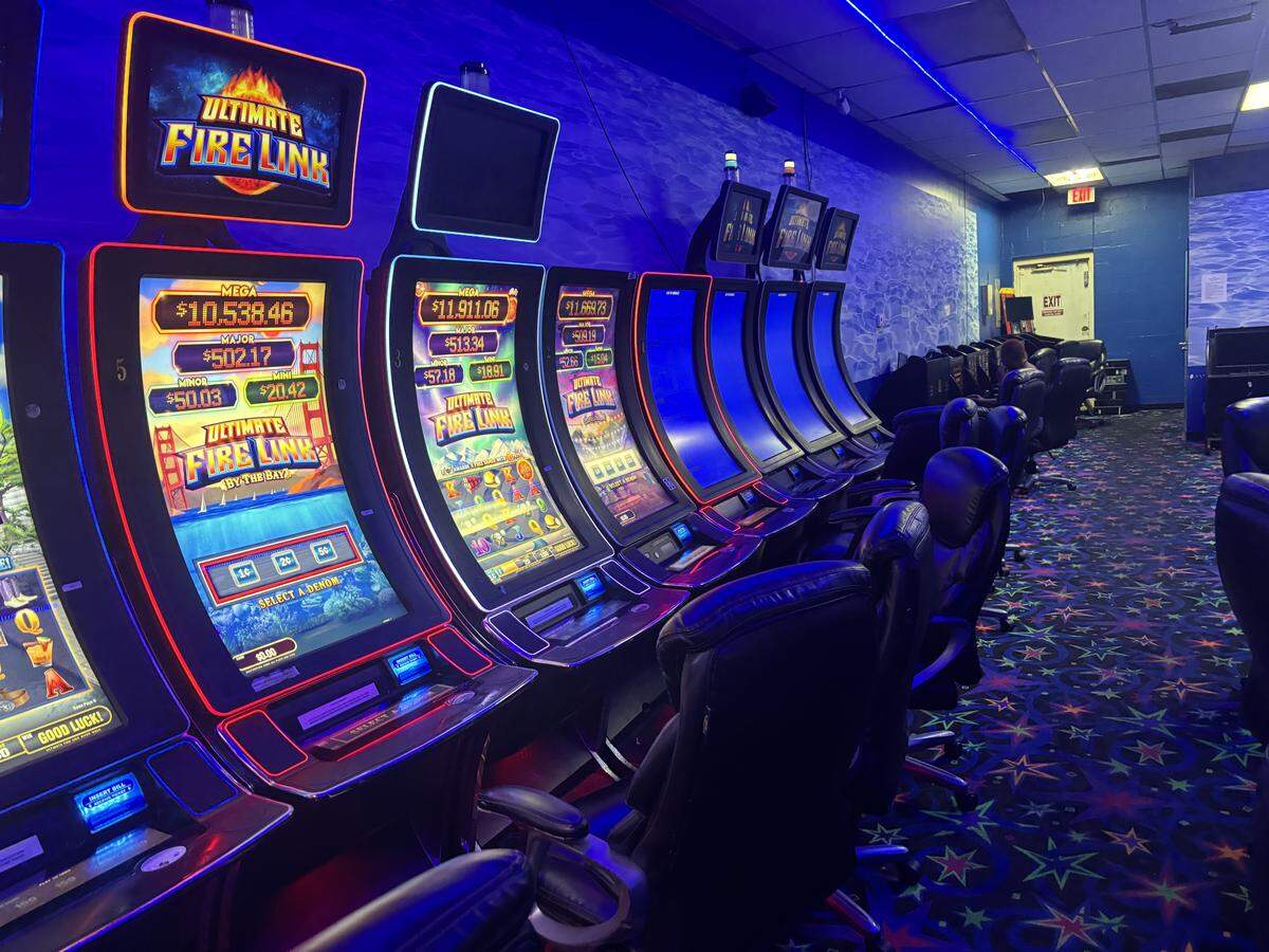 A row of Ultimate Fire Link machines await customers at Fun Zone in Durham, N.C.