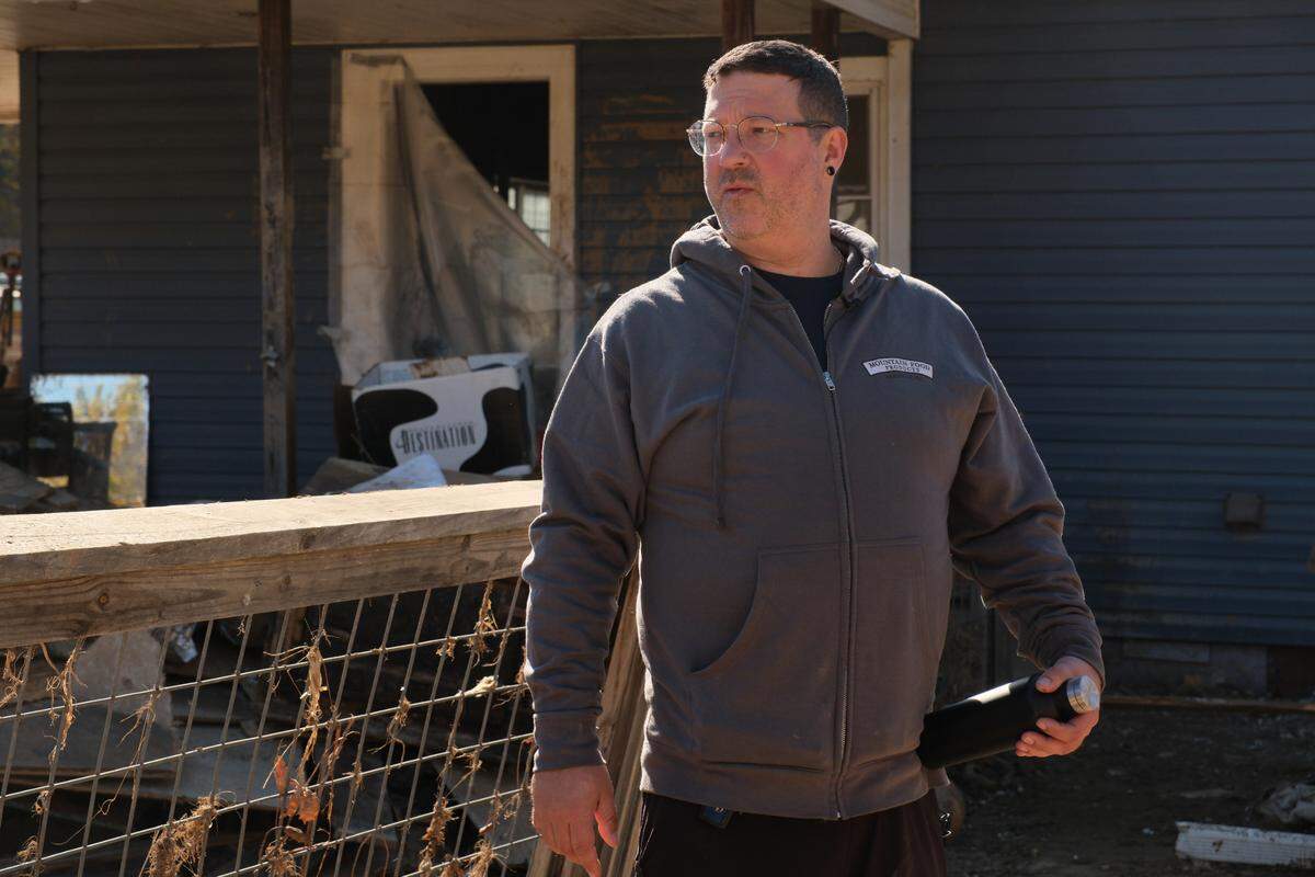Daniel Wright near his destroyed home in Swannanoa, N.C., on Oct. 26, 2024. It took Wright time to come to terms with the reality of Helene’s destruction, which left his property and neighborhood in ruins.