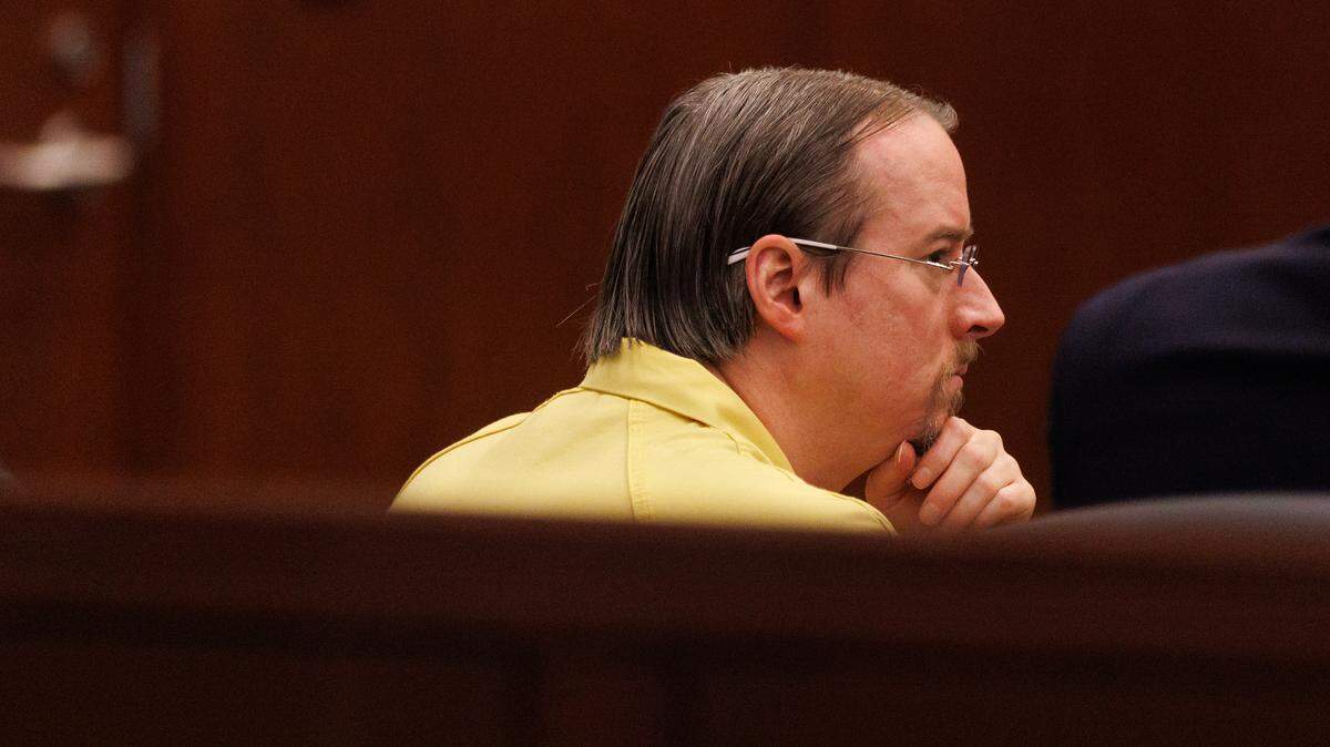 Michael Matthews listens during a sentencing hearing in Wake County Superior Court on Monday, May 19, 2025, for the fatal shooting of his wife, Nabaruna Karmakar, at their Morrisville home in April 2023.