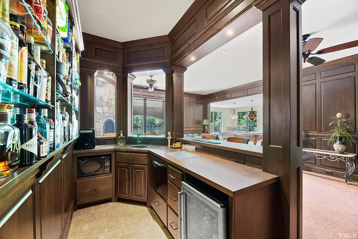 A pool table and built-in bar — which David Gardner calls the “pub” — are highlights of the entertainment space on the lowest floor.