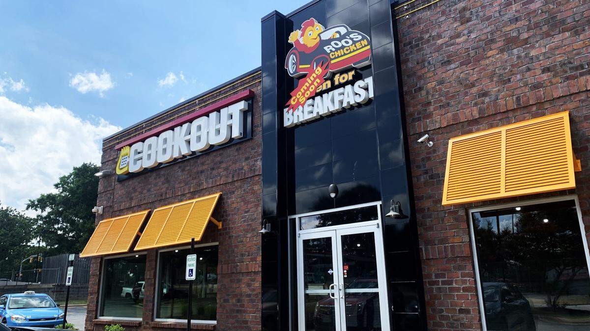 A new Cook Out spinoff restaurant called Roo’s Chicken appears close to opening on New Bern Ave. in Raleigh.
