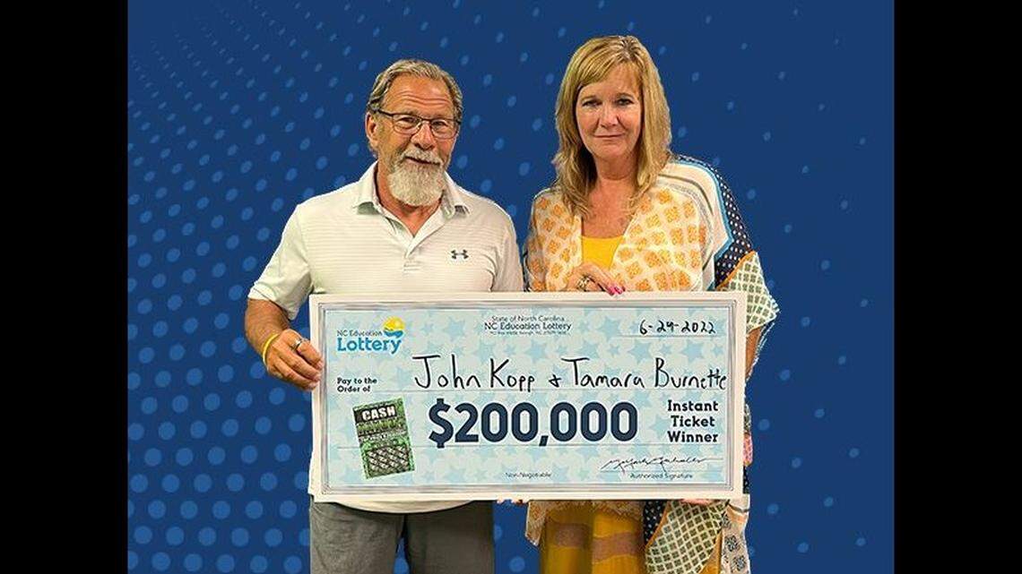 A North Carolina couple hit the jackpot after spending $5 on a scratch-off ticket, officials said.