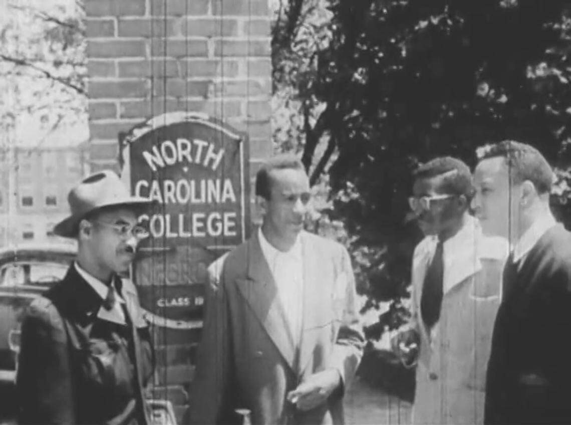 A frame from the 1948 film “Negro Durham Marches On” showing campus life at North Carolina Central University, formerly North Carolina College.