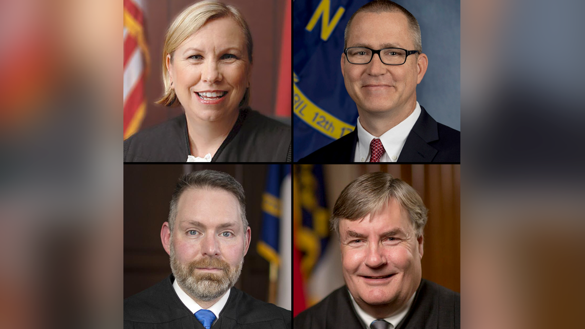 Clockwise from top left, Supreme Court candidates Lucy Inman, Trey Allen, Sam Ervin IV and Richard Dietz.