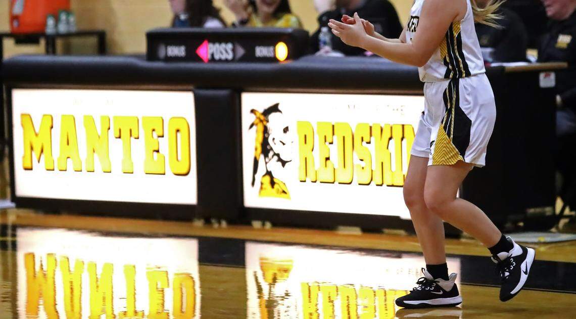 The Manteo High School gymnasium scorer’s table is shown during a basketball game in January 2020.