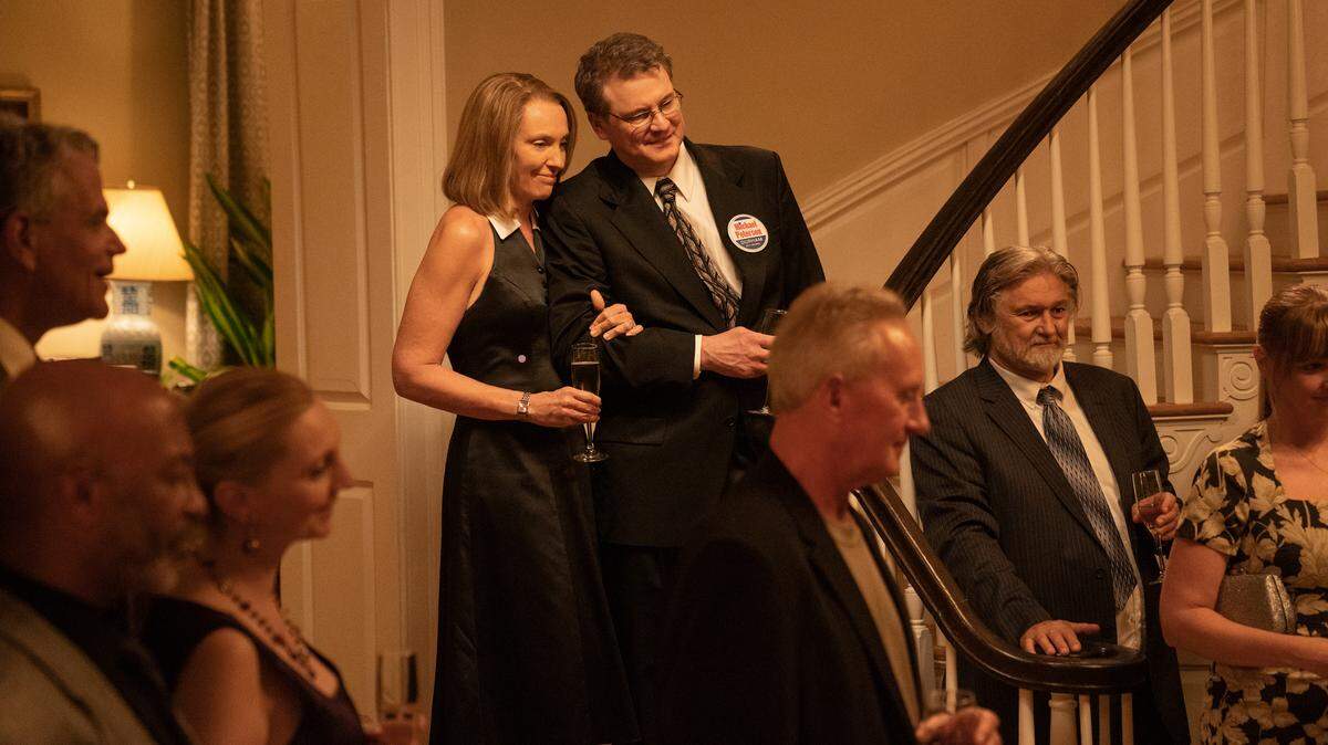 Toni Collette as Kathleen Peterson and Colin Firth as Michael Peterson in the HBO Max series “The Staircase.”