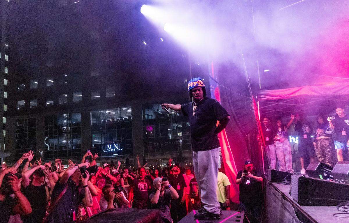 Denzel Curry performs Day 2 of the Hopscotch Music Festival Friday, Sept. 8 2023 at City Plaza in Raleigh.