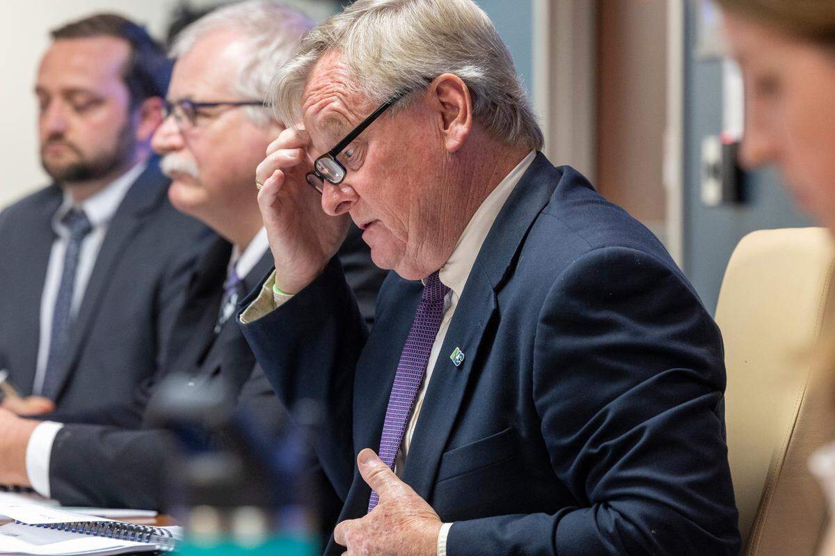 State Treasurer Dale Folwell, who oversees the NC State Health Plan, leads a board meeting considering coverage of the medication weight loss medications called GLP-1s Thursday, Oct. 26, 2023 in Raleigh. The NC State Health Plan voted to remove coverage of GLP-1s, which have generated publicity for their remarkable efficacy and have become widely popular among the plan’s members.