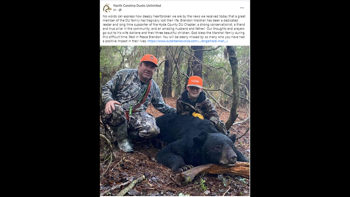 North Carolina Ducks Unlimited posted this photo of Brandon Marshall (left) and said he was a “true pillar in the community.”