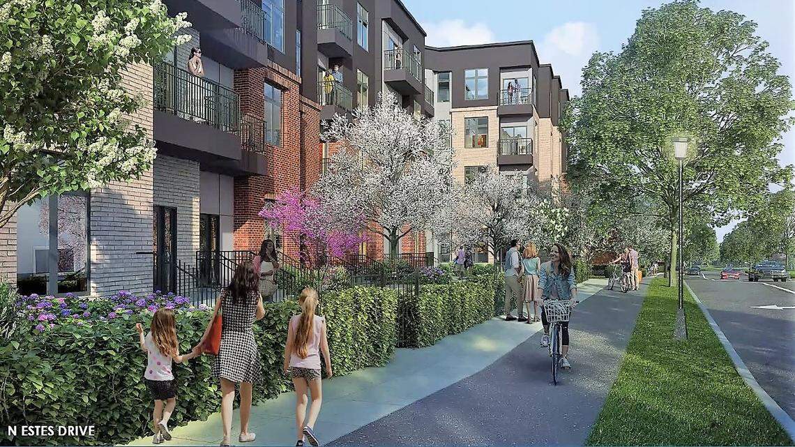 Chapel Hill could start construction of a multi-use pedestrian and bike path along Estes Drive this year. Council member Amy Ryan suggested pushing the buildings back from the edge of the street and adding more landscaping to soften Aura’s character.