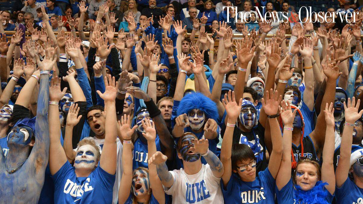 Cameron Crazies welcome Michigan during a 2013 game Cameron Indoor Stadium.