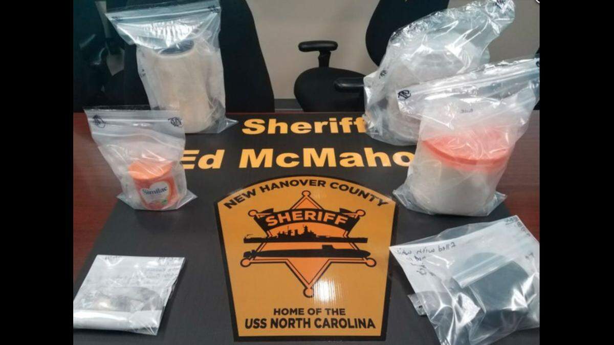 Items taken in a July 2018 New Hanover County raid initially believed to include several pounds of fentanyl.