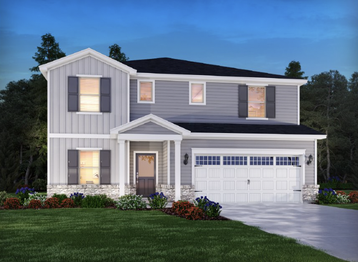 A rendering of a home in Meritage Home’s Oak Manor in Garner. It offers three two-story floor plans ranging from 2,702 to 3,252 square feet. Prices start at $504,000.
