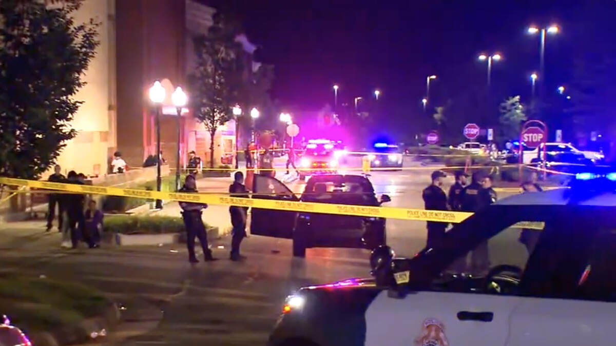 A screen capture of ABC11 video from the scene at Brier Creek shopping center after violence erupted Saturday night.
