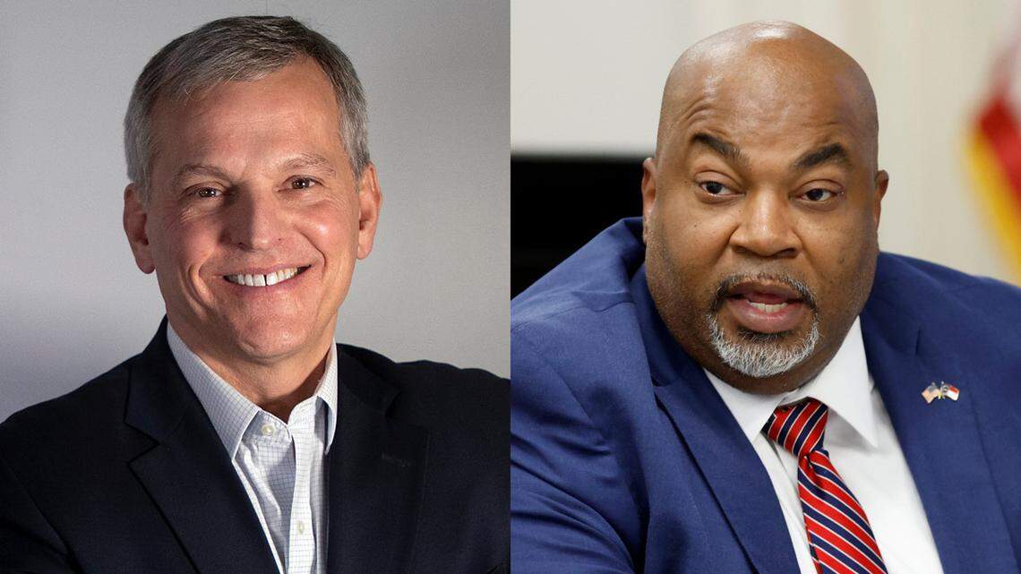 Democratic Attorney General Josh Stein, left, and Republican Lt. Gov. Mark Robinson, right, are running against each other in North Carolina’s general election for governor in 2024.