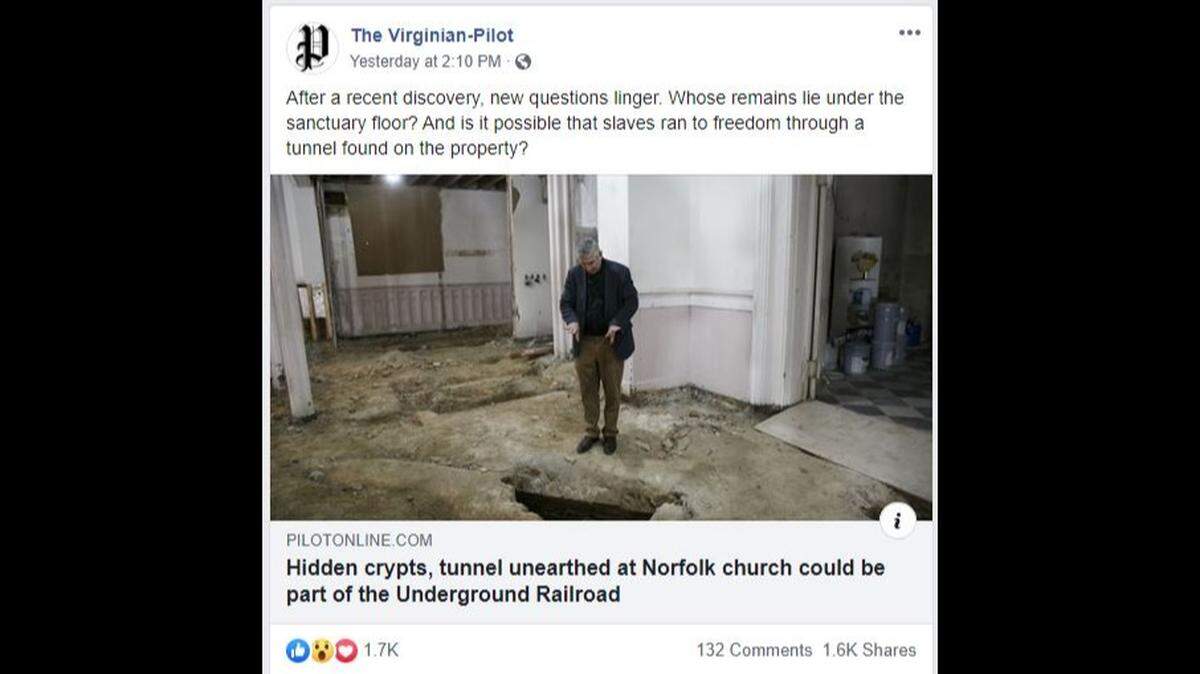 A discovery at a Virginia church may be connected to the Underground Railroad.