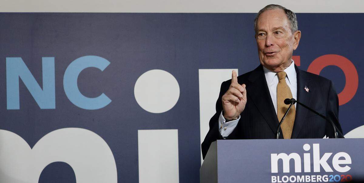 Democratic presidential candidate Michael Bloomberg greets the crowd gathered for the opening of his Raleigh headquarters in January.