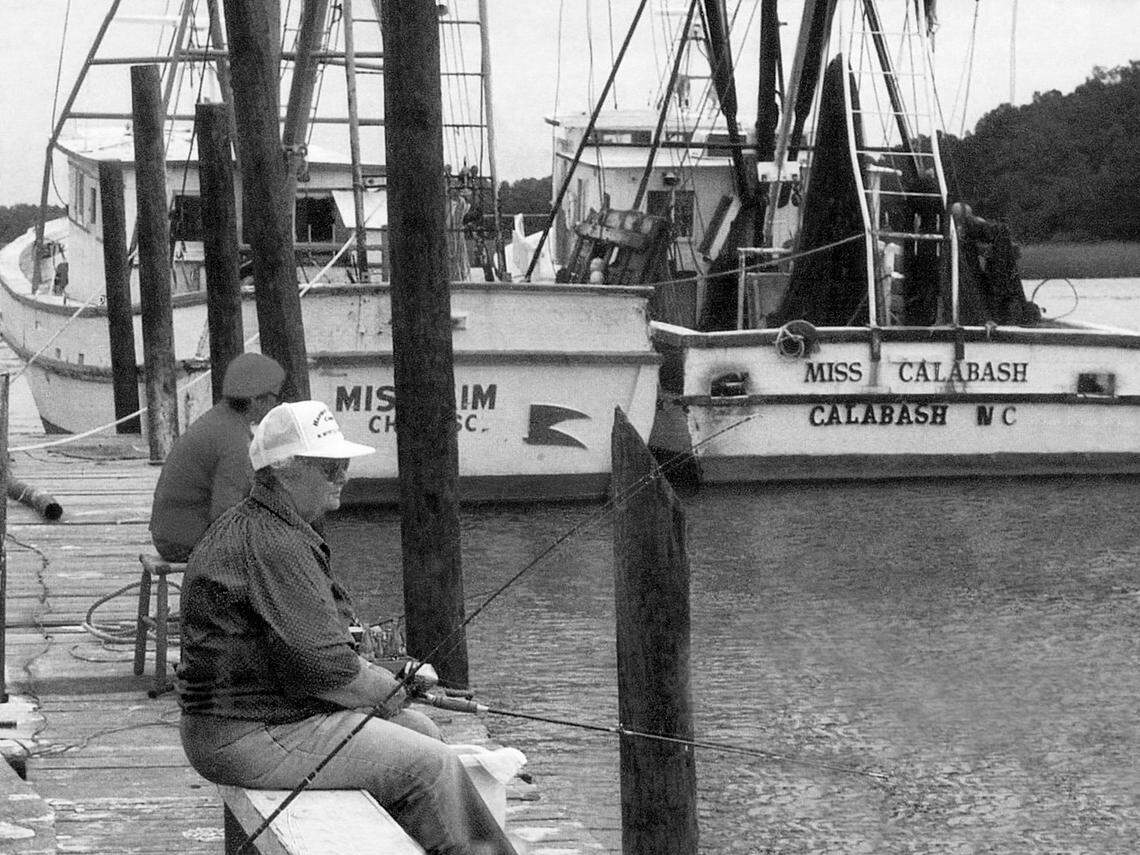 Ella High fishes along the banks of Calabash Creek. High and her husband Lawrence founded Ella’s of Calabash restaurant in 1950.