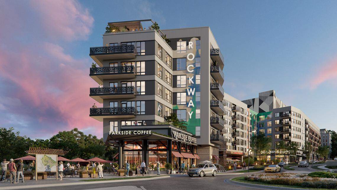 An architectural rendering of Rockway Raleigh, Kane Realty’s new project near Dorothea Dix Park.