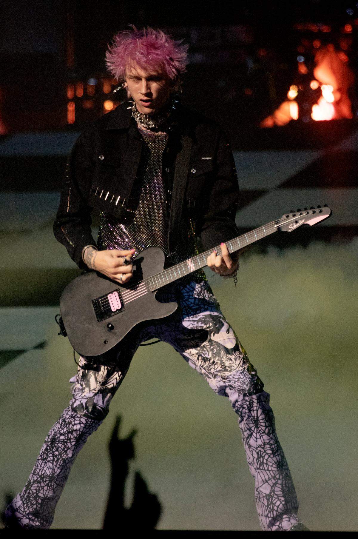 Machine Gun Kelly brings his “Mainstream Sellout Tour” to Raleigh, N.C.’s PNC Arena, Wednesday night, June 22, 2022.