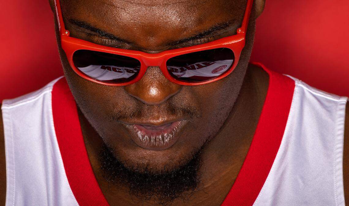 N.C. State’s D.J. Burns poses for a portrait during the Wolfpack men’s basketball media day on Thursday, Sept. 21, 2023, in Raleigh, N.C.
