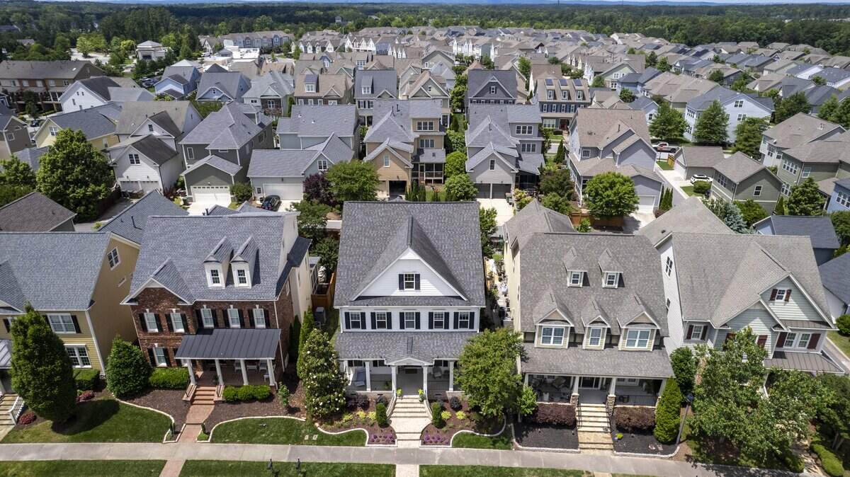 An aerial view of the Amberly Community, a subdivision in Cary.