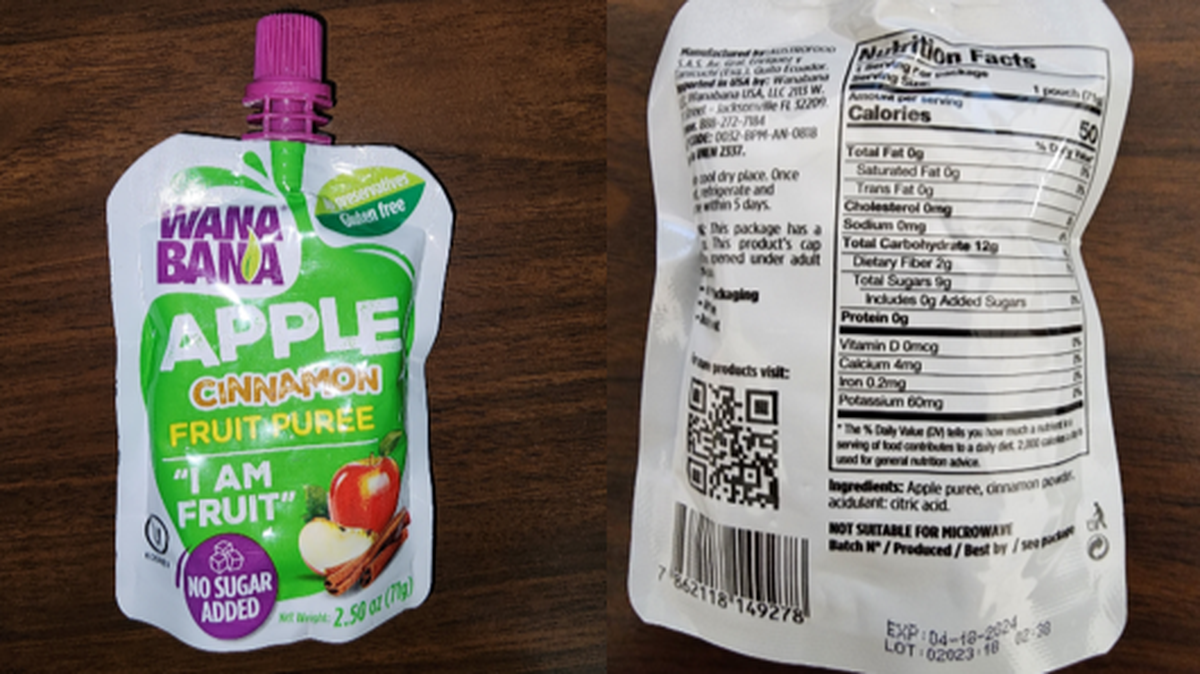 The U.S. Food and Drug Administration is urging people not to serve WanaBana apple cinnamon fruit puree to toddlers and young children because of potentially elevated lead levels in the product.