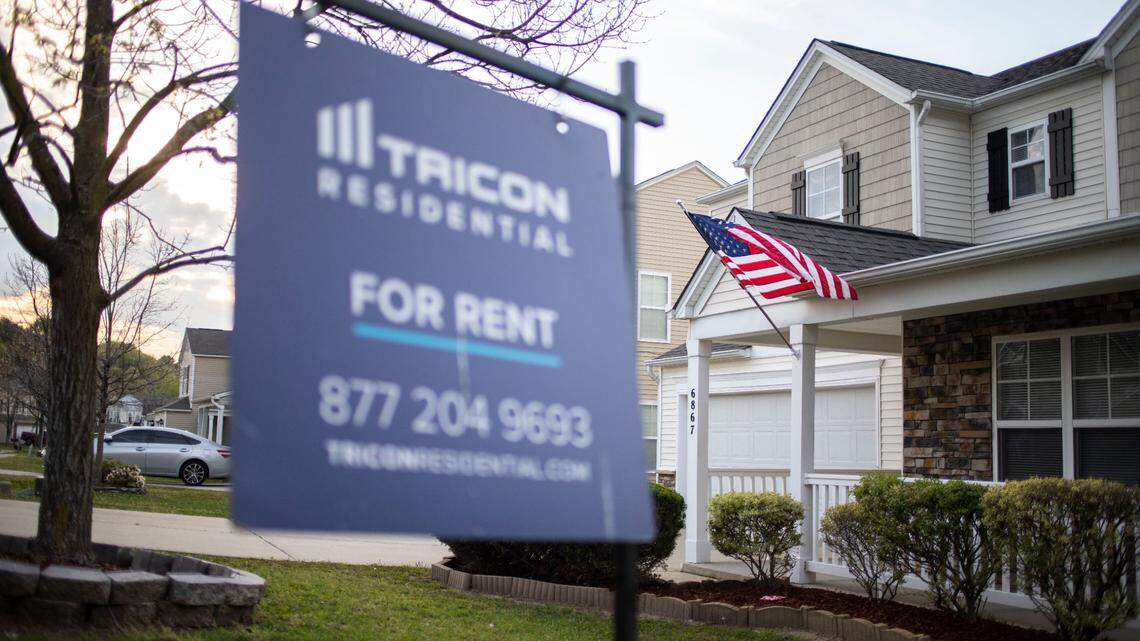 Tricon Residential, a publicly traded company that owns thousands of houses across North Carolina, advertises a home for rent on the corner of Horseback Lane and Offshore Drive in Raleigh.