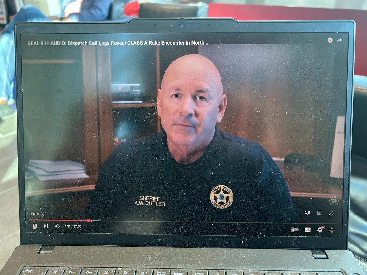A screenshot of Pender County Sheriff Alan W. Cutler being interviewed on a Carolina Case Files episode on YouTube, describing the mysterious “It’s not human” 911 call.