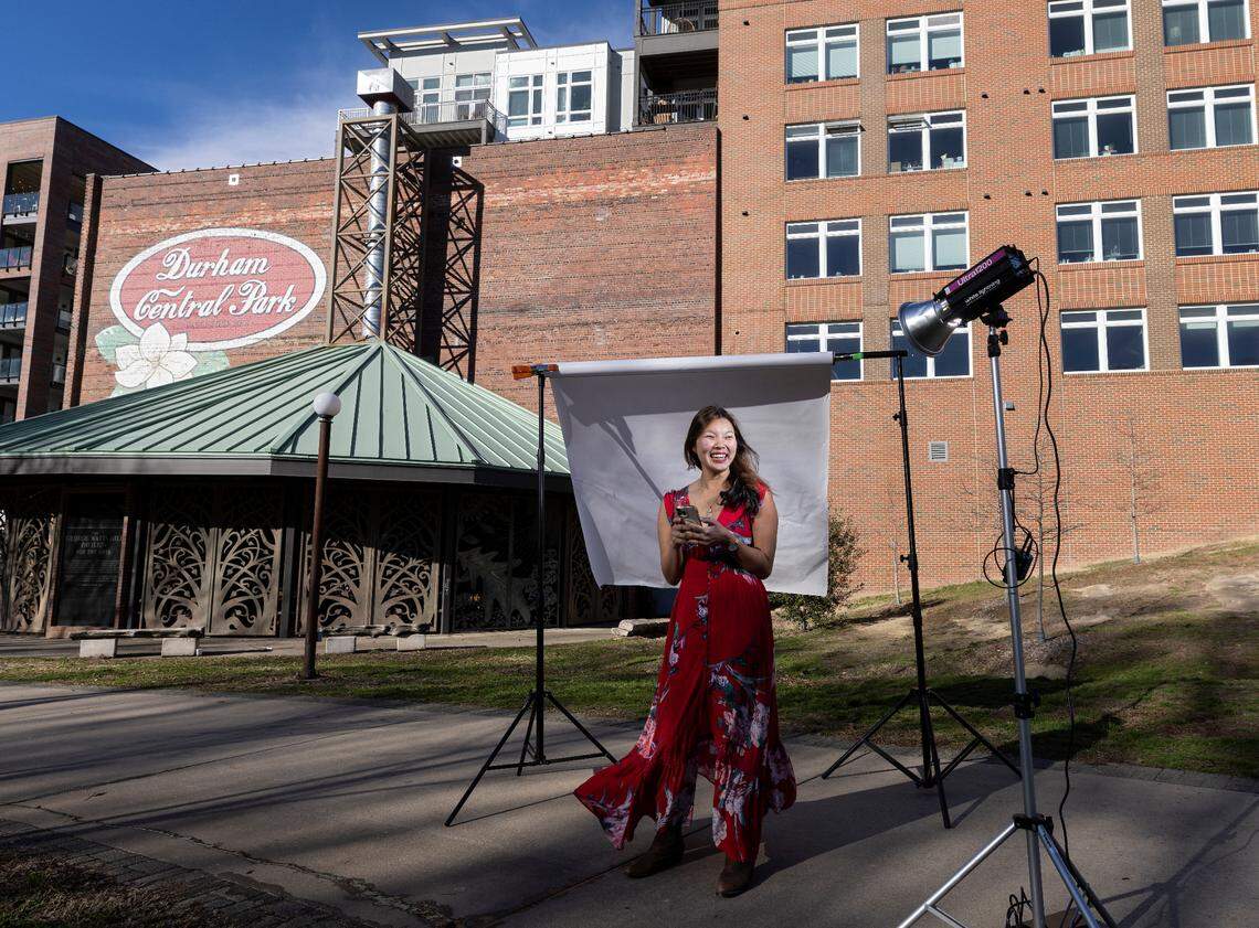 Linda Nguyen, a content creator and portrait photographer, is photographed in Durham Central Park on Friday, Jan. 6, 2023.