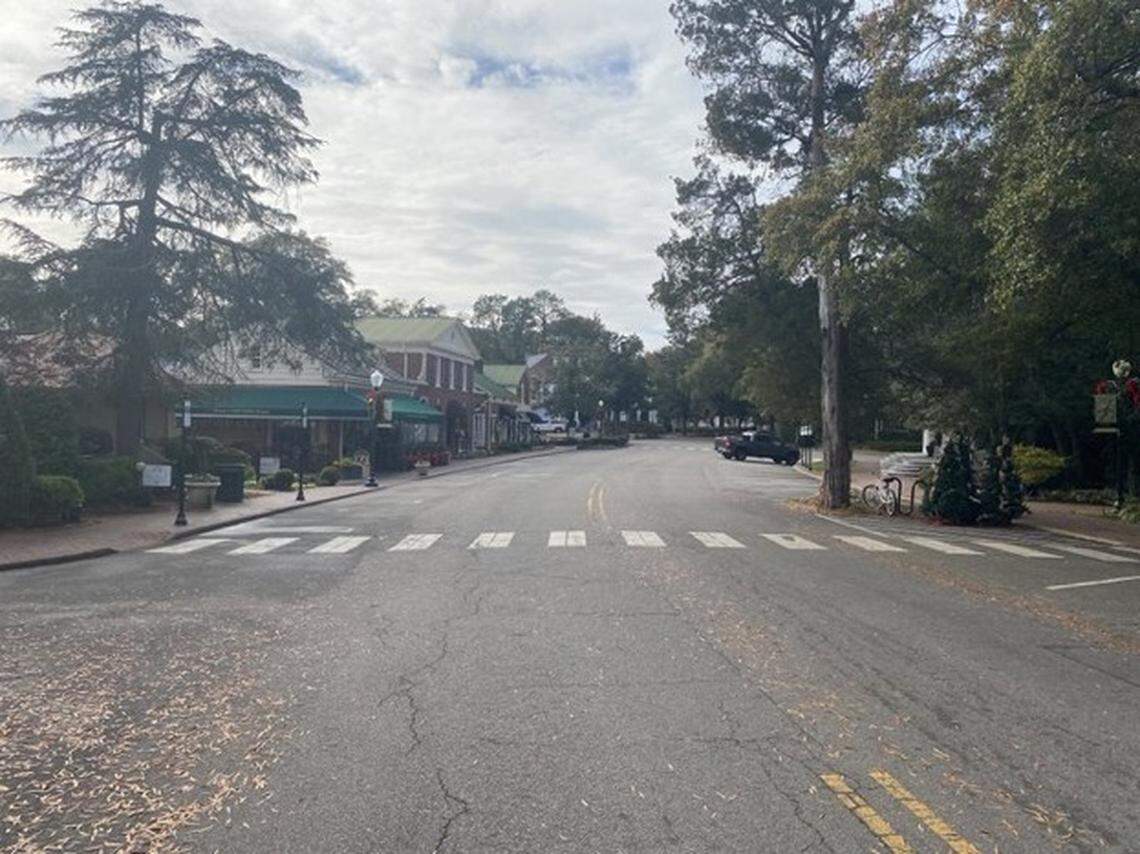 A sleepy scene in the Village of Pinehurst on Tuesday.