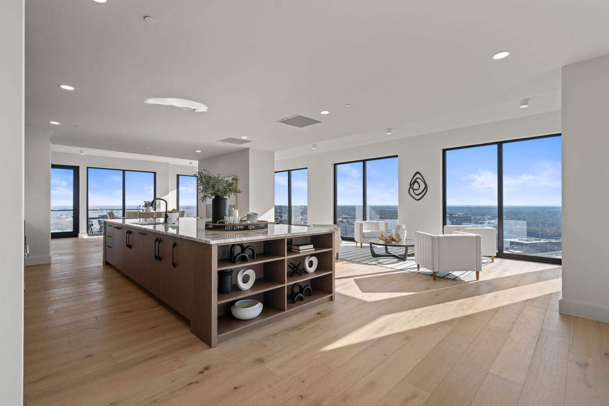 City views inside The Novus’ Unit 2205 at 400 W. Main St. in Durham.