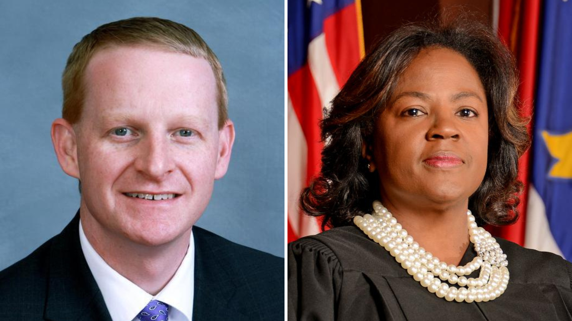 Republican Tom Murry, left and Democrat Carolyn Jennings Thompson, right, are running for NC Court of Appeals seat 12.