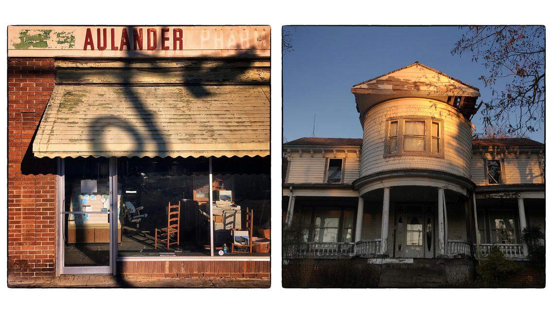 Small towns in northeastern N.C. like Aulander (left) and Seaboard (right) have seen population decline and are left with empty businesses and houses in what were once thriving communities.