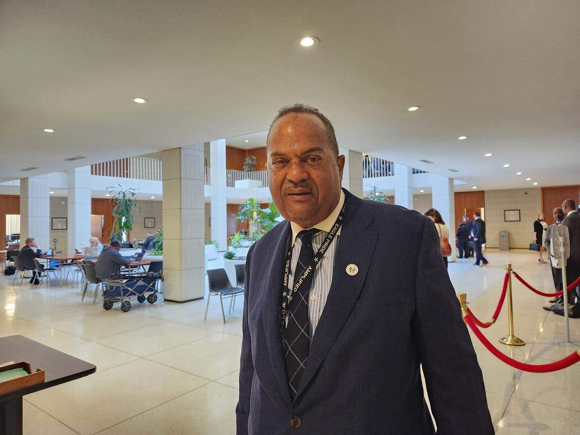 N.C. Central University Director of External Affairs Michael Page, pictured here at the Legislative Building in downtown Raleigh, N.C. on Feb. 8, 2023.