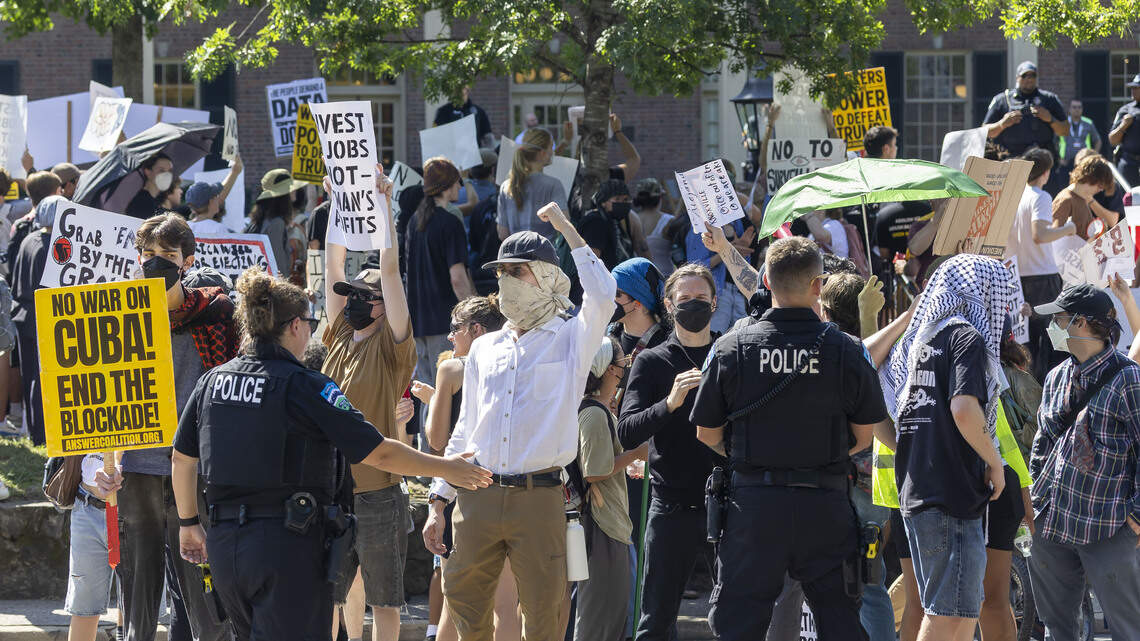 Hundreds protest G20 event at UNC-Chapel Hill as tech billionaires talk progress