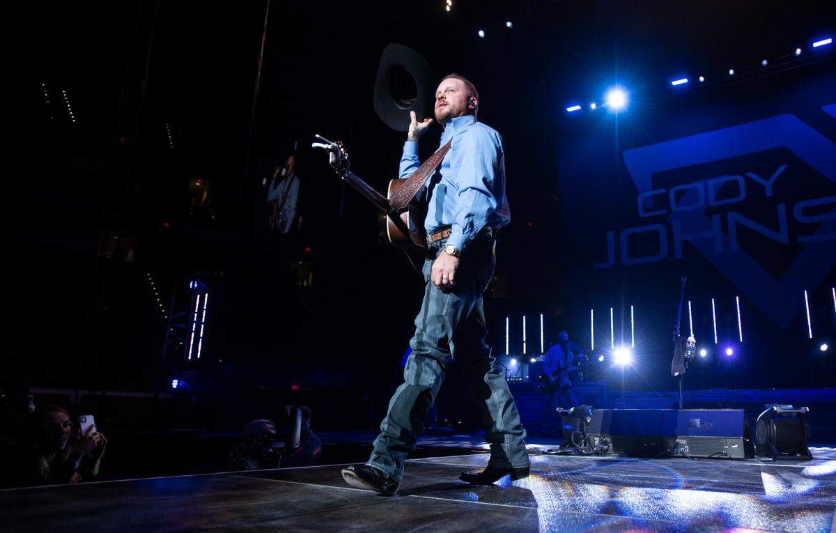 Cody Johnson in concert with Randy Houser at Raleigh, N.C.’s PNC Arena, Saturday night, Jan. 28, 2023.