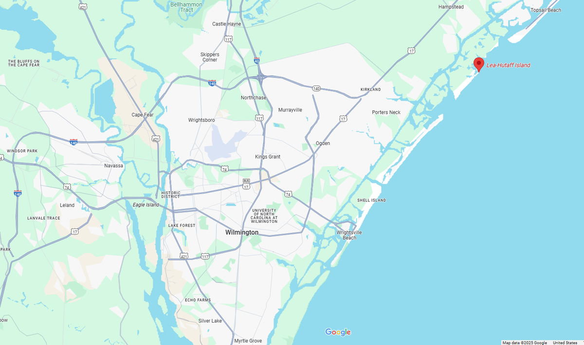 The dolphin was discovered dead on Lea-Hutaff Island, a barrier island north of Wilmington, North Carolina, that is reachable only by boat.